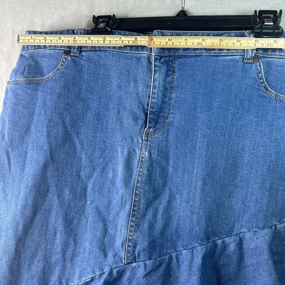 One 5 One Denim Jean Skirt Womens Ruffle Hem Blue Y2K Retro Boho Asymmetrical 3X - Picture 10 of 15